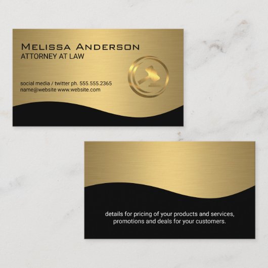 金ゴールド法Gavelロゴ |弁護士 名刺 (正面/裏面)