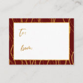金ゴールド波と手書きバーガンディディスプレイシャワー エンクロージャーカード (裏面)