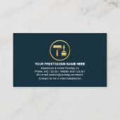 金ゴールド波の青いグレーのレイヤーペイント 名刺 (裏面)