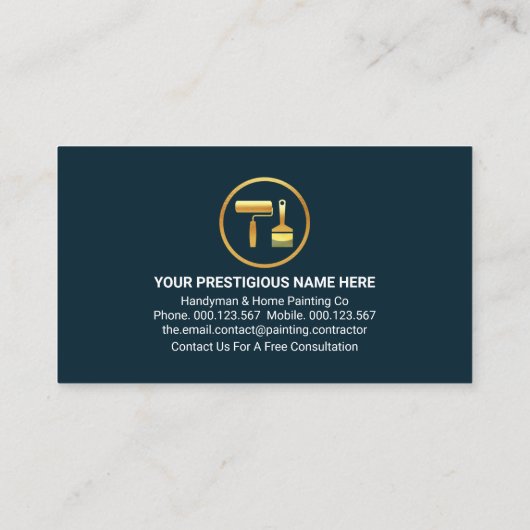 金ゴールド波の青いグレーのレイヤーペイント 名刺 (裏面)