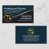 金ゴールド波の青いグレーのレイヤーペイント 名刺 (正面/裏面)