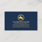 金ゴールド波の青いシェードレイヤ電気 名刺 (裏面)