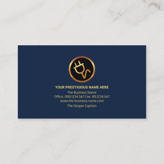 金ゴールド波形スタイリッシュブルーグレーレイヤーエレクトリシャン 名刺 (裏面)