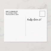 金ゴールド波手書きBurgundy Red日付を保存 案内ポストカード (裏面)