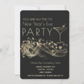 金ゴールド波状《写真》ぼけ味カクテル大晦日 招待状 (正面)
