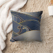 金ゴールド波線、抽象芸術ヴィンテージ。 クッション (ブランケット)