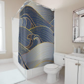 金ゴールド波線、抽象芸術ヴィンテージ。 シャワーカーテン (インサイチュ)