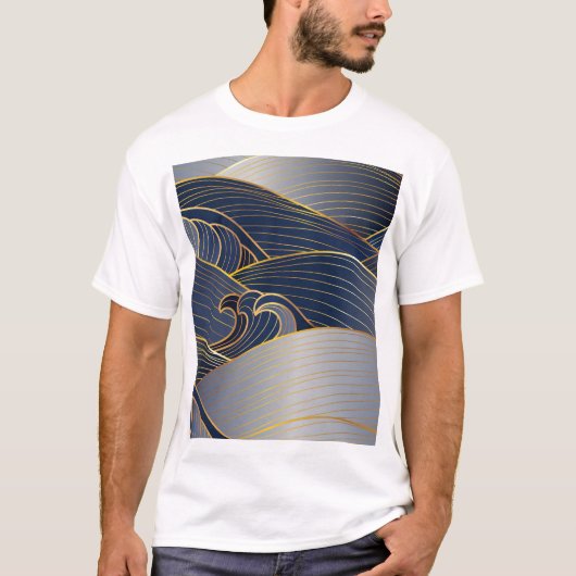 金ゴールド波線、抽象芸術ヴィンテージ。 Tシャツ (正面)