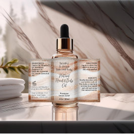 金ゴールド波製品ラベル4oz油スポイトまたはボトル 長方形シール