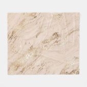 金ゴールド波:抽象芸術大理石 フリースブランケット (正面(横))