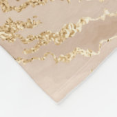 金ゴールド波:抽象芸術大理石 フリースブランケット (角)