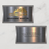 金ゴールド洗車ロゴ |金属アルミニウムブラシ 名刺 (正面/裏面)