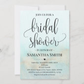 金ゴールド海ブライダルシャワー結婚アクア付きティール（緑がかった色） 招待状 (正面)