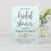 金ゴールド海ブライダルシャワー結婚アクア付きティール(緑がかった色) 招待状 (スタンド正面)