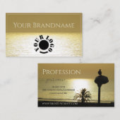 金ゴールド海ブラックバードパームシルエットプロフェッショナル 名刺 (正面/裏面)