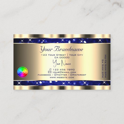 金ゴールド海ブルーグリッタールミナススター追加ロゴ 名刺 (裏面)
