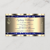 金ゴールド海ブルーグリッター発光星イニシャル 名刺 (裏面)