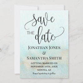 金ゴールド海結婚ビーチティール（緑がかった色） セーブザデート