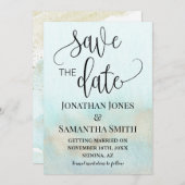 金ゴールド海結婚ビーチティール(緑がかった色) セーブザデート (正面/裏面)