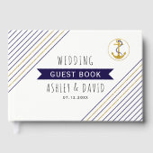 金ゴールド海軍いかりストライプズ航海の結婚ス ゲストブック (正面)