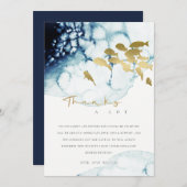 金ゴールド海軍の水中魚の赤ちゃんシャワ感謝していー 招待状 (正面/裏面)