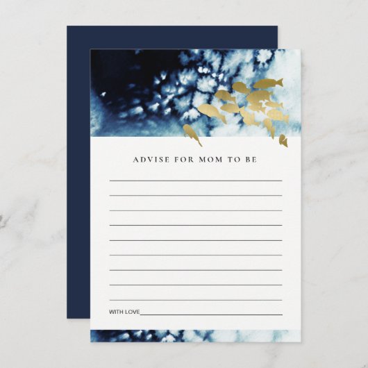 金ゴールド海軍の水中魚類アドバイスベビーシャワー エンクロージャーカード (正面/裏面)