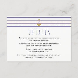 金ゴールド海軍ストライプいかり航海の結婚ズ エンクロージャーカード