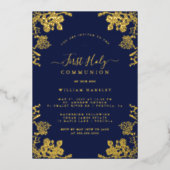 金ゴールド海軍フローラヴィンテージボーイズ第一聖餐会 箔招待状 (正面)
