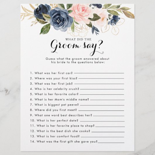 金ゴールド海軍ブライダルシャワー新郎は何と言った (正面)