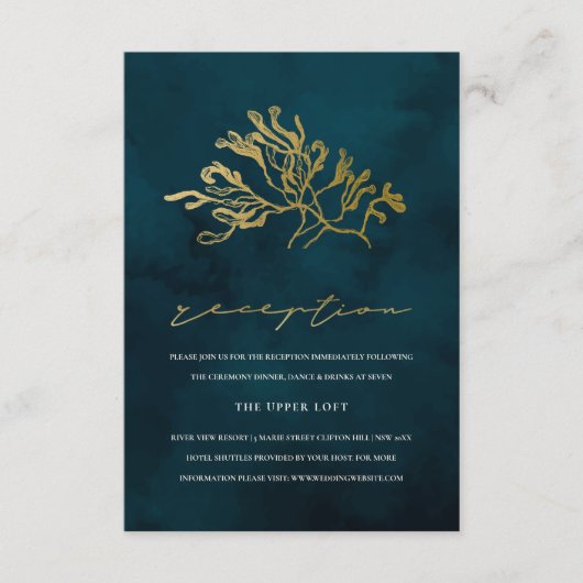 金ゴールド海軍水中海藻結婚披露宴 エンクロージャーカード (正面)