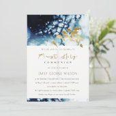 金ゴールド海軍水中魚聖餐式招待状 サンキューカード (スタンド正面)