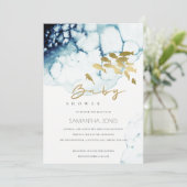 金ゴールド海軍水中魚赤ちゃんシャワー招待状 サンキューカード (スタンド正面)