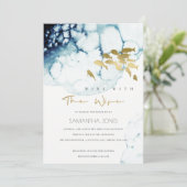 金ゴールド海軍魚酒と妻ブライダルシャワー招待状 サンキューカード (スタンド正面)