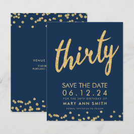 金ゴールド海軍30歳救生日紙吹雪 招待状