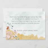 金ゴールド浸し結婚たフローラ サンキューカード (裏面)