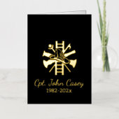 金ゴールド消防士ロゴ写真挿入メモリアル 箔グリーティングカード (正面)