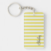 金ゴールド淡い色のとホワイトストライプズby Shirley Taylor キーホルダー (正面)
