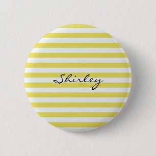 金ゴールド淡い色のとホワイトストライプズby Shirley Taylor 缶バッジ