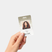 金ゴールド淡い色のグリッター社員写真バーコード名 バッジ (Handheld)