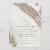 金ゴールド淡い色のマーブルアガテリハーサルディナー招待状 サンキューカード (正面/裏面)