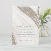 金ゴールド淡い色の大理石瑪瑙カップルシャワー招待状 サンキューカード (スタンド正面)