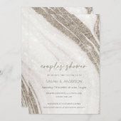 金ゴールド淡い色の大理石瑪瑙カップルシャワー招待状 サンキューカード (正面/裏面)