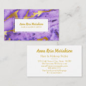 *~*金ゴールド深い紫大理石シック 名刺 (正面/裏面)