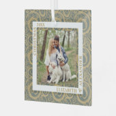 金ゴールド渦巻き写真 ガラスオーナメント (正面左)