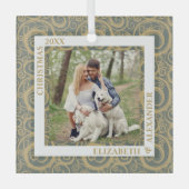 金ゴールド渦巻き写真 ガラスオーナメント (正面)