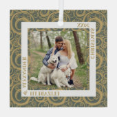 金ゴールド渦巻き写真 ガラスオーナメント (裏面)