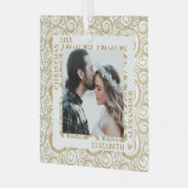 金ゴールド渦巻き写真 ガラスオーナメント (正面左)