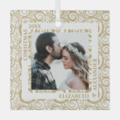 金ゴールド渦巻き写真 ガラスオーナメント (正面)