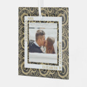 金ゴールド渦巻き写真(黒) ガラスオーナメント (正面左)