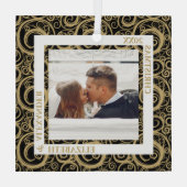 金ゴールド渦巻き写真(黒) ガラスオーナメント (裏面)